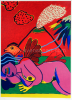   Femme à l’oiseau et au volcan
