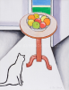 Antoon De Clerck Interieur met vruchtenschaal en kat