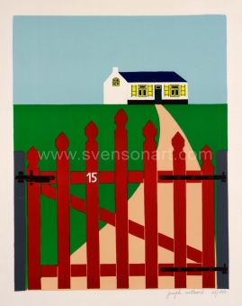 Willaert Joseph - Rood hekken met huisje in achtergrond