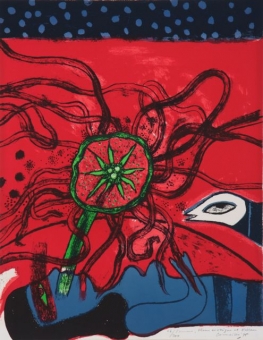 Corneille Guillaume - Femme, Fleur exotique et oiseau