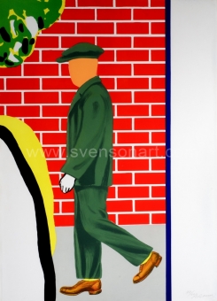 Raveel Roger - Twee mannen voor rode bakstenen muur (tweeluik)
