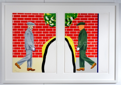 Raveel Roger - Twee mannen voor rode bakstenen muur (tweeluik)