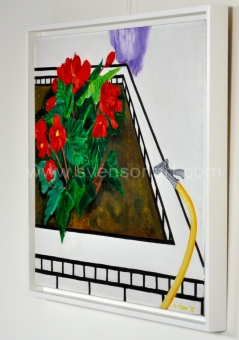 Maes  Agnes - Begonia in bloembak met tuinslang