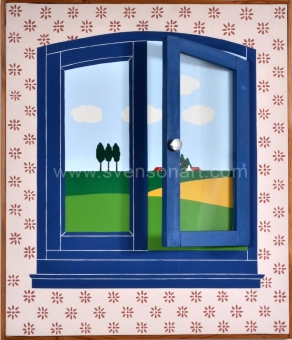 Willaert Joseph - Blauw venstertje met openstaand raampje