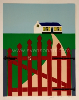 Willaert Joseph - Rood hekken met huisje in achtergrond